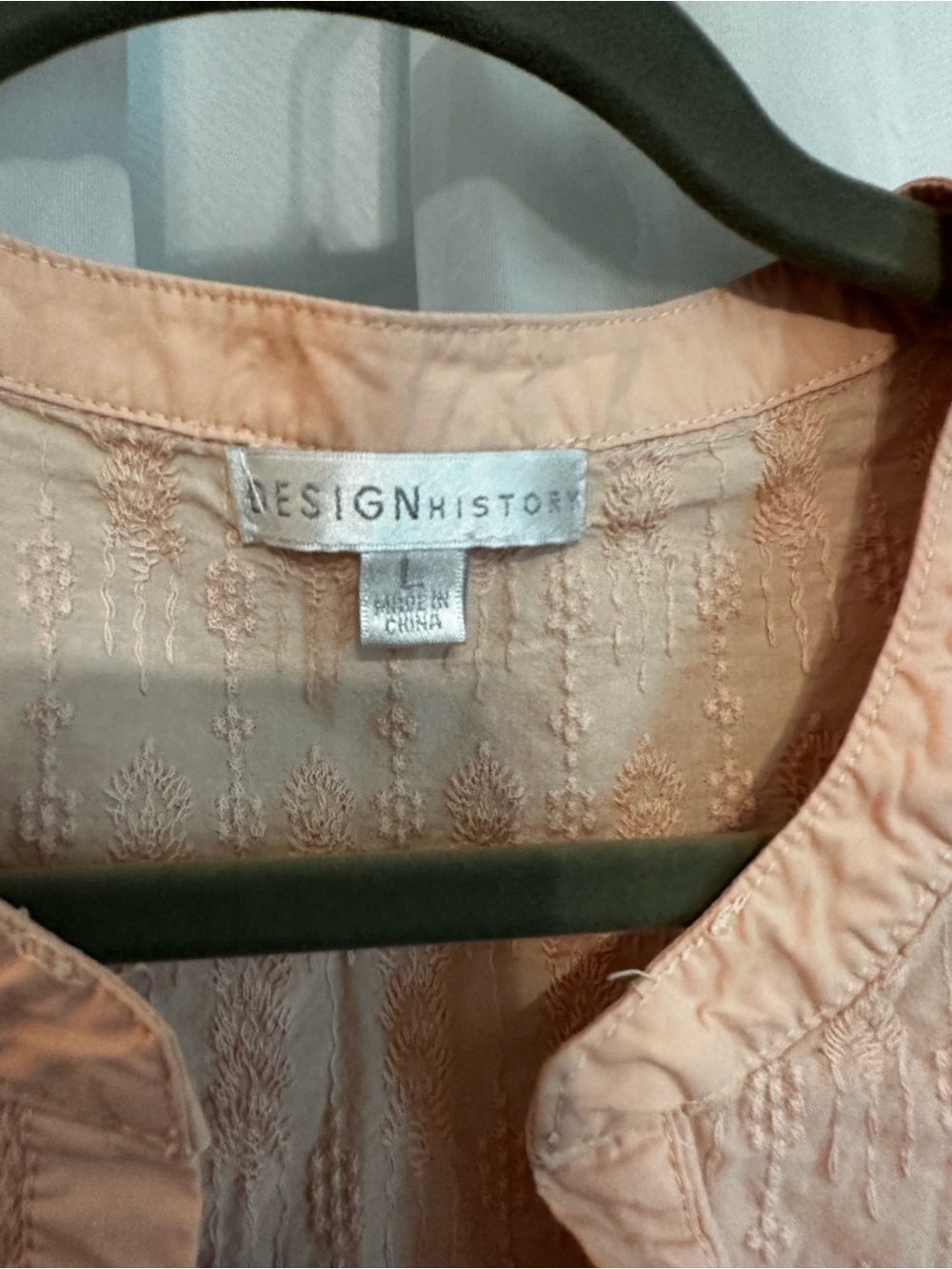 Design History Peach Embroidered Trim Flutter Sleeve Top - Picture 6 of 9